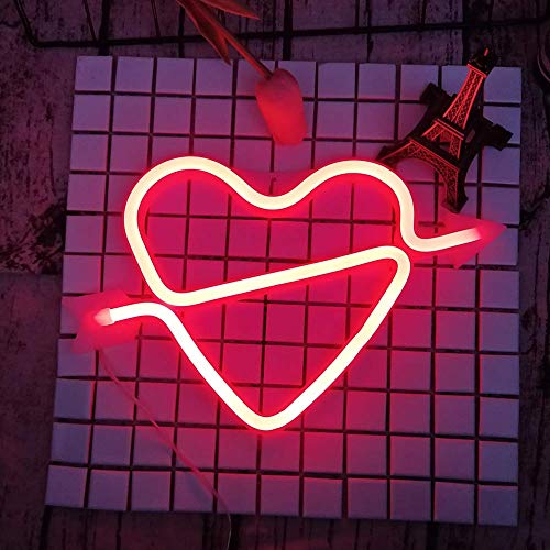 Neon Heart Signs Led Neon Lights up Sign Decorative Neon Wall Light for