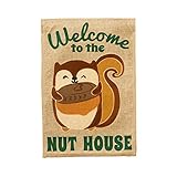 Evergreen Burlap Welcome to the Nut House Garden Flag, 12.5 x 18 inches