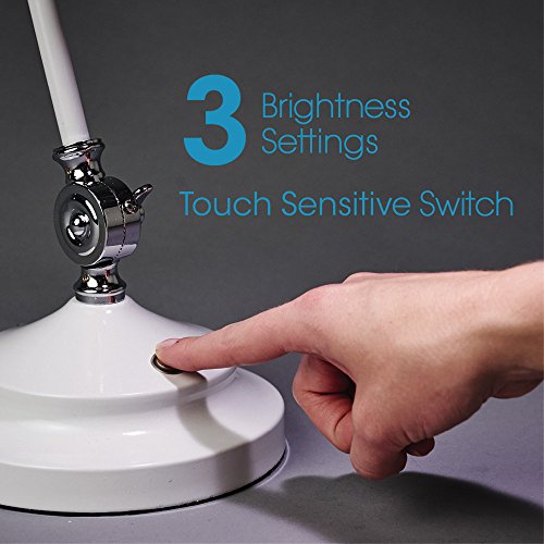 OttLite Revive LED Desk Lamp, White 3 Brightness Settings, Touch