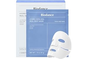 BIODANCE Hydro Cera-nol Real Deep Mask, Hydrogel Mask, Soothing, Moisturising, Nutritious, Korean Skin Care, 34 g x 4 PiecesB