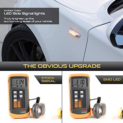 VIPMOTOZ Black Housing Full LED Front Fender Side Marker Light Turn Signal Lamp Assembly Replacement Pair For BMW F25 E70 E71 E72 X3 X5 X6 SUV Driver & Passenger Side