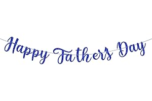 HEYPRIIL Happy Fathers Day Decorations Banner, Glitter Blue Father's Day Party Supplies Decor Love for Dad Photo Props Photography Office Classroom Home Fireplace Mantle Wall