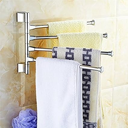 Handy 180 Degree 4 Arm Stainless Steel Towel Bar Rotating Towel Rack Bathroom Kitchen Towel Polished Holder