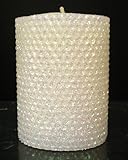50 Hour-4 Inch Natural Beeswax Hybrid Pillar Glitter Candle, White Lotus Color