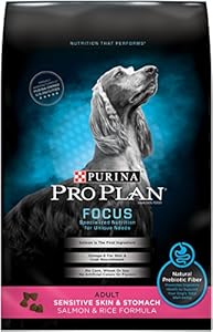 Purina Pro Plan Dry Dog Food, Focus, Adult Sensitive Skin & Stomach Salmon & Rice Formula, 30-Pound Bag, Pack of 1