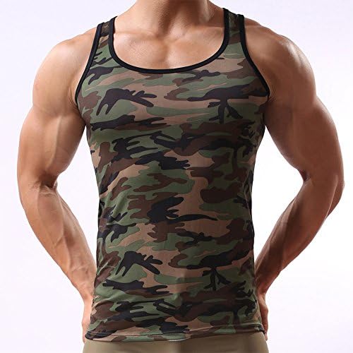 AUSKA Military Camouflage Vest Sportswear Tank TopSleeveless Men's (Camouflage, Large)