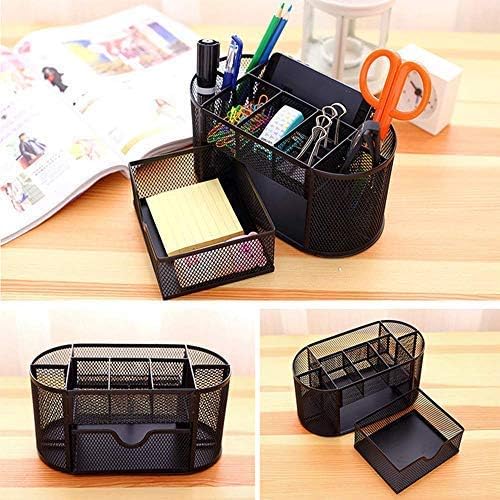 AllRight Metal Mesh Desk Tidy Organiser, Multi-Functional Office Stationary Pencil Pot Pencil Holder (Black)