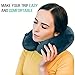 3in1 Set - Premium INFLATABLE TRAVEL NECK PILLOW with 3D SLEEP MASK and SOFT FOAM EARPLUGS – includes compact CARRY BAG – Comfortable Traveling Airplane Pillow – best way to make trip perfect