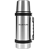 42Oz 1.2L Stainless Steel Insulated Water Bottle – Vacuum Flask with Handle & Strap, Keeps Drinks Hot or Cold for 24H, Leak-Proof, BPA-Free, Ideal for Travel, Hiking, Camping, Office