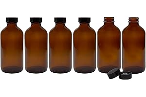 CORNUCOPIA BRANDS Cornucopia 8-Ounce Amber Glass Bottles with Polycone Caps, 6-Pack