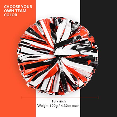 ANALAN 15 Colors Pack of 2 Plastic Cheerleading Pom Poms for Sport Team Kids Adult (Red Black and Silver)
