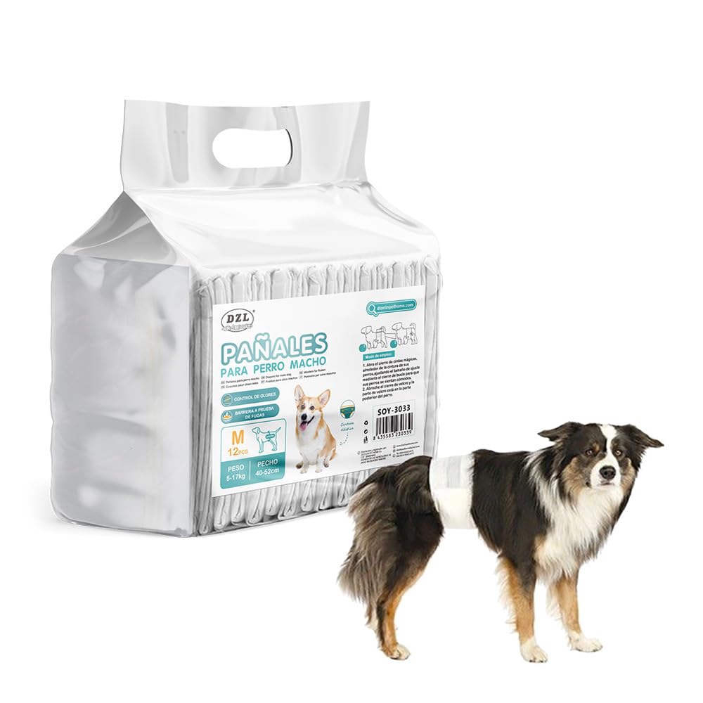 SMELL & SMILE Disposable Dog Diapers Male Dog Diapers Sanitary Nappies for Dogs Pets Hygienic Soft Absorbent (M-20.5 x 61 cm)