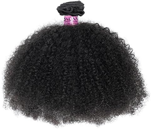 10” Mongolian Afro Kinky Curly Hair Extensions 100% Remy Human Hair Weft 4B 4C Afro Kinky Curly Hair Weave For African American Black Women 100G 1Bundle Natural Black (25CM/10 INCH)