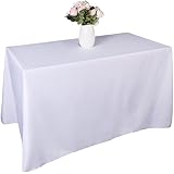GFCC White Square Polyester Tablecloth 120 x 120 -Inch. Parties Table Decor