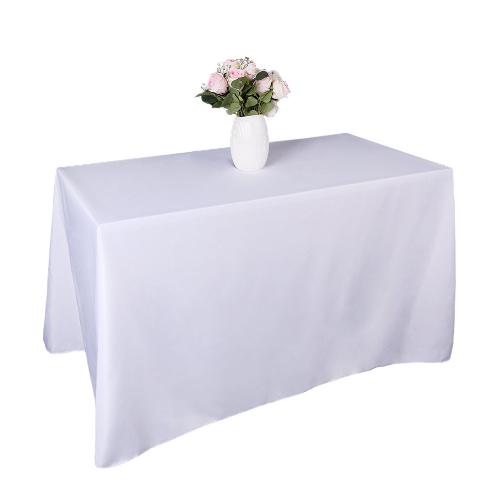 Photo 1 of GFCC White Square Polyester Tablecloth 120 x 120 -Inch. Parties Table Decor