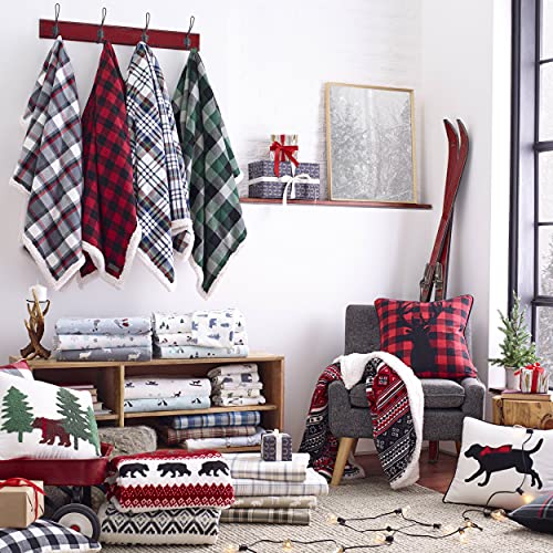 Eddie Bauer Plush Sherpa Fleece Throw Soft & Cozy Reversible