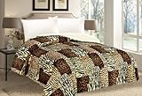 Queen Comforter Thick Warm Sumptuously Soft Beautifully Plush Faux Fur Borrego / Microfiber Reversible Sherpa Winter Blankets Choose From Purple Black Burgundy Animal Print (Animal Print YZ 247)