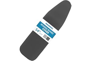 Iron Board Cover with Padding, RAINHOL Extra Thick Heavy Duty Aluminum Coated Ironing Board Cover, Scorch and Stain Resistant, Elastic Edge, Standard Size 15"x54", Black