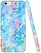 A-Focus Compatible with iPhone 6 Plus Opal Case, iPhone 6s Plus Case, Colorful Pink Green Blue Marble Pattern IMD Slim Shock Proof Silicone Cover Case for iPhone 6 Plus 6s Plus 5.5 inch Glossy Green