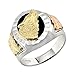 Black Hills Gold Jewelry Men's 925 Sterling Silver Howling Wolf Onyx Stone Ring, 10k Yellow Gold, 12k Green and Rose Size 11