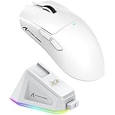 Mouse de Jogo ATTACK SHARK X11 com Base de Carregamento Magnético, Sensor de Jogo PixArt PAW3311, Mouse Sem Fio/A Cabo BT/2.4