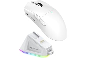Mouse de Jogo ATTACK SHARK X11 com Base de Carregamento Magnético, Sensor de Jogo PixArt PAW3311, Mouse Sem Fio/A Cabo BT/2.4G, 22000 DPI (Branco)