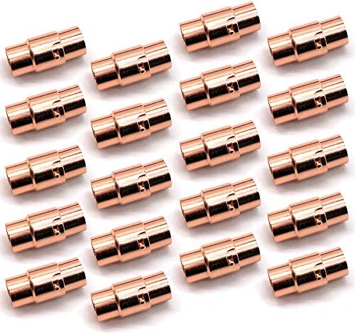 REKYO 20PCS Rosegold Cord End Cap Clasp for Jewellery, Necklace Bracelet Magnetic Clasps for Jewellery Making (Rose Gold 8)