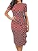 oxiuly Women's Vintage Polka Dot Floral Patchwork Stretchy Work Casual Bodycon Sheath Pencil Dress OX055