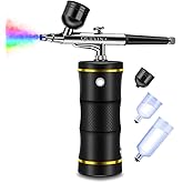 Quevina Cordless Airbrush Kit, Handheld Makeup Air Brush Gun Compressor, Spray Aerografo para Reposteria for Barber Enhancement, Tattoo, Nail, Art, Drawing, Cake Decor, Model, Wood, Leather, Coloring