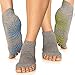 Gaiam Grippy Toeless Yoga Socks for Extra Grip in Standard or Hot Yoga, Barre, Pilates, Ballet or at Home for Added Balance and Stability (2-Pack), Yellow/Blue