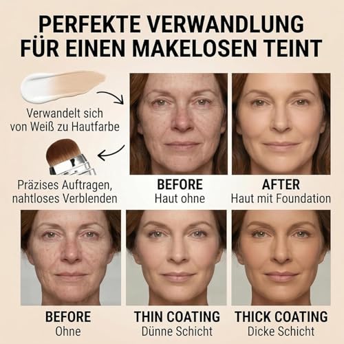Faccelove Foundation Stick with Brush - 2026 2-in-1 Colour Changing Foundation SPF 15 Light Natural Finish with Glow Moisturising Face Foundation - Natural Colour