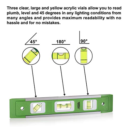 image for WilFiks Torpedo Level, 9” Inch Leveling Tool With Magnetic Shock Res