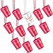 Maitys 12 Pieces Bride Plastic Beaded Bridal Shot Glass Necklace Gold Foil for Bachelorette Party Bridal Party Necklaces (White, Pink)