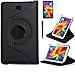 AiSMei Tab 4 8.0 Case, Rotating Stand Case for Samsung Galaxy Tab 4 8.0 SM-T330NU SM-T331, SM-T337 8-Inch Tablet PC, 8inch PU Leather Case + Bonus Stylus + Screen Protector - Black