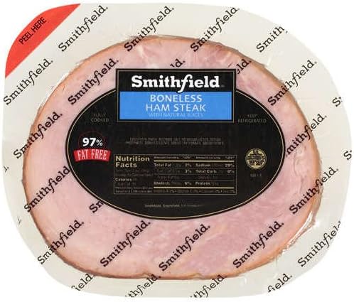 SMITHFIELD HAM STEAK HICKORY BONELESS 8 OZ PACKAGE 3 PACK