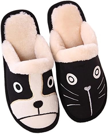 MiyaChic Men's And Women's Cute Cat And Dog Cotton Warm House Slippers Indoor Booties