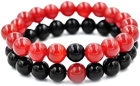 His And Hers Couples Bracelets 7.5" Flexibility Size 8mm Energy Balance Chakra Beads (Pack of 2)