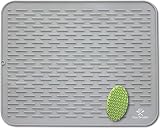 Dish Drying Mat & Scrubber 21" x 18" | Extra Large Silicone Kitchen Dish Drainer Mat & Trivet | Dishwasher Safe Draining Pad for Counter (Gray XXL)