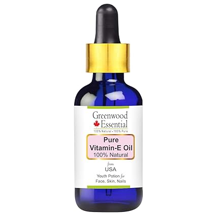 Greenwood Essential Pure Vitamin E Oil with Glass Dropper 100% Natural Therapeutic Grade for Personal Care, 30 ml