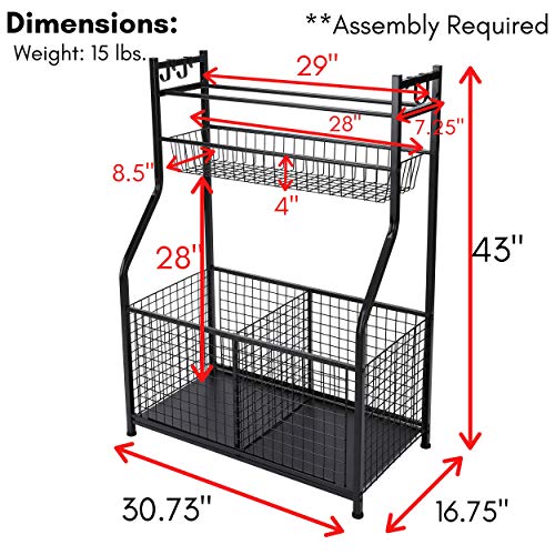 BIRDROCK HOME Sports Equipment Ball Storage Rack for Garage - Baseball, Tennis, Football, Gym and Basketball Gear… - Image 3