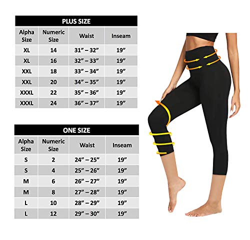 image for YOLIX High Waisted Capri Leggings for Women Tummy Control Soft Opaque 