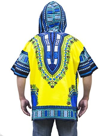 Dashiki Vib's Traditional African Dashiki Hoodie - Unisex (One Size, Yellow)