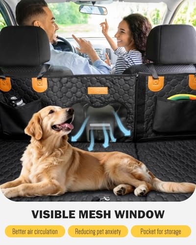 Pawccoli Back Seat Extender for Dogs, Waterproof Dog Car Seat Cover for Back Seat with Hard Bottom, Upgraded Material, Anti Scratch, Easy to Use and Clean, Holds 420lbs