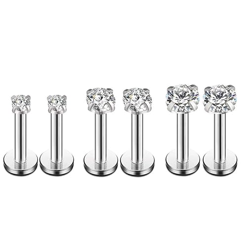 16g CZ Labret Cartilage Tragus Monroe Lip Nose Helix Stud Earrings