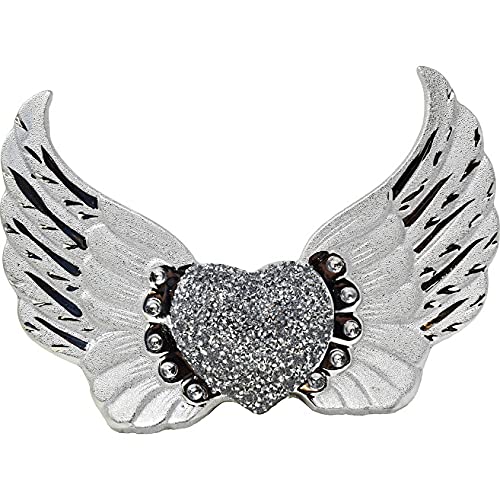 CRYSTAL CROWN Dazzling Guardian Crushed Diamond Angel Wings Shelf Sitter Ornament With Heart Slogan Large Ceramic Silver Sparkle Statue For A Heavenly Home Decoration