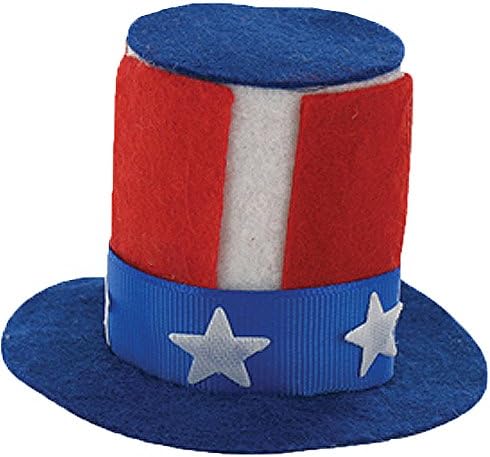 Patriotic USA Uncle Sam Mini Hat Hair Clip - Blue Hat Base