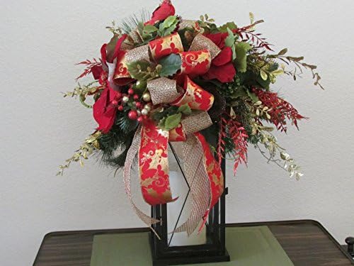 X-Large Christmas Lantern Swag, Large Poinsettias, Christmas Tree Topper, Christmas Home Decor, Christmas Swag