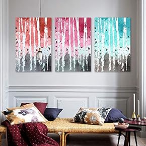 3 Panel Canvas Wall Art Silver Birch Pictures Home Wall Decorations for Bedroom Living Room Paintings Canvas Prints Framed - 16"x24" x 3 Panels