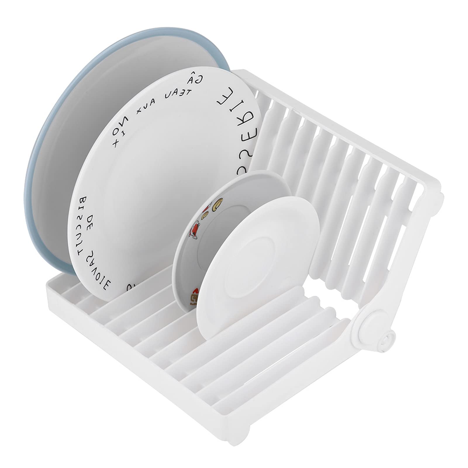 Goshyda Foldable Plate Drying Rack, Collapsible Dish Drainer Cutlery Plastic Storage Organizer Holder for Vegetable Fruit and Tableware, Perfect for Space Saving