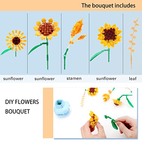 LUKHANG Flower Vase Building Set, Sunflower Vase Model Kit and Gift